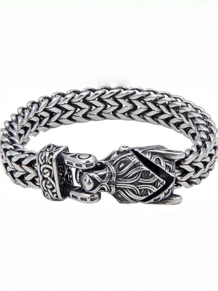 Fashion Vintage Viking Wolf Head Bracelet 316L Stainless Steel Cool Biker Animal Bracelets Party Charm Amulet Jewelry Wholesale