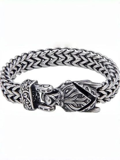 Fashion Vintage Viking Wolf Head Bracelet 316L Stainless Steel Cool Biker Animal Bracelets Party Charm Amulet Jewelry Wholesale
