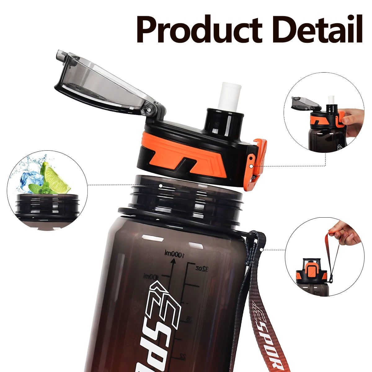 950ml/31oz 700ml/24oz Outdoor Straw Sports Water Bottle for Fitness Suitable Birthday Gifts And Fitness Enthusiasts