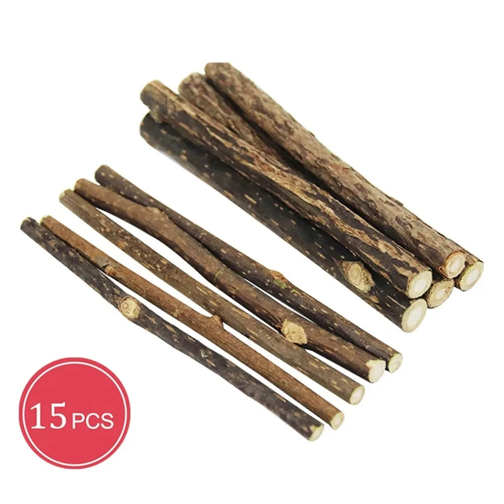 15pcs Natural Matatabi Cat Catnip Toy Kitten Molar Chew Stick Pet Cleaning Teeth Cat Treat Toy Actinidia Silvervine Pet Products
