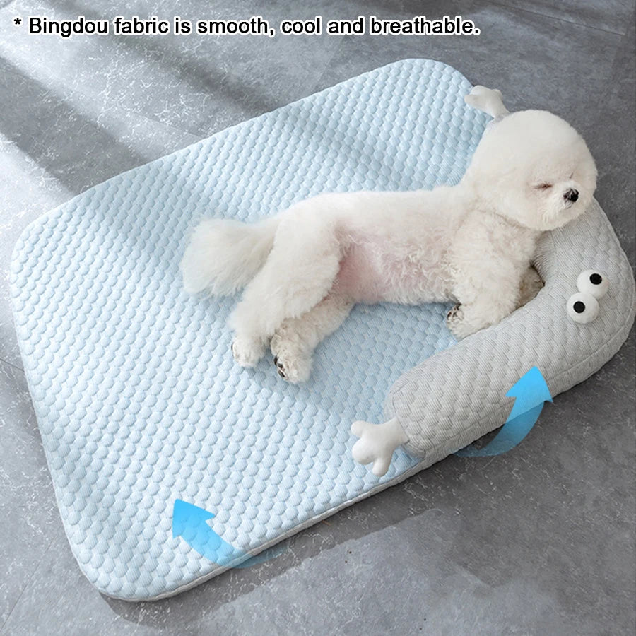 Dog Cool Mat Big-eyed Monster Breathable Mat for Small To Large Puppies/Cats Washable Pets Cool Bed Dog/Cat Cool Nest Summer