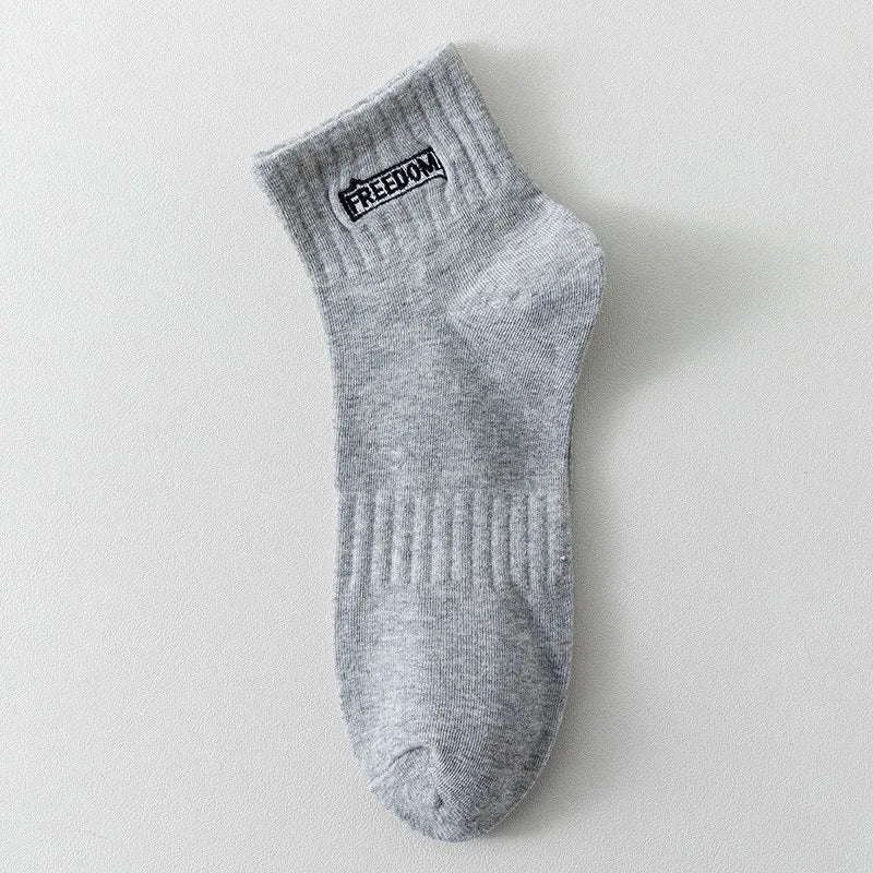 5 Pairs/Lot Men's Solid Color Socks Black White Business Casual Simple Versatile Breathable Cotton Sports Mesh Short Socks