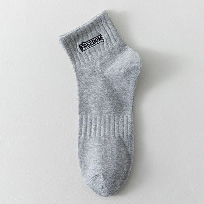 5 Pairs/Lot Men's Solid Color Socks Black White Business Casual Simple Versatile Breathable Cotton Sports Mesh Short Socks