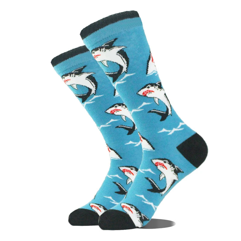 Funny Alien Shark Cotton Socks - Unisex Novelty Crew Socks