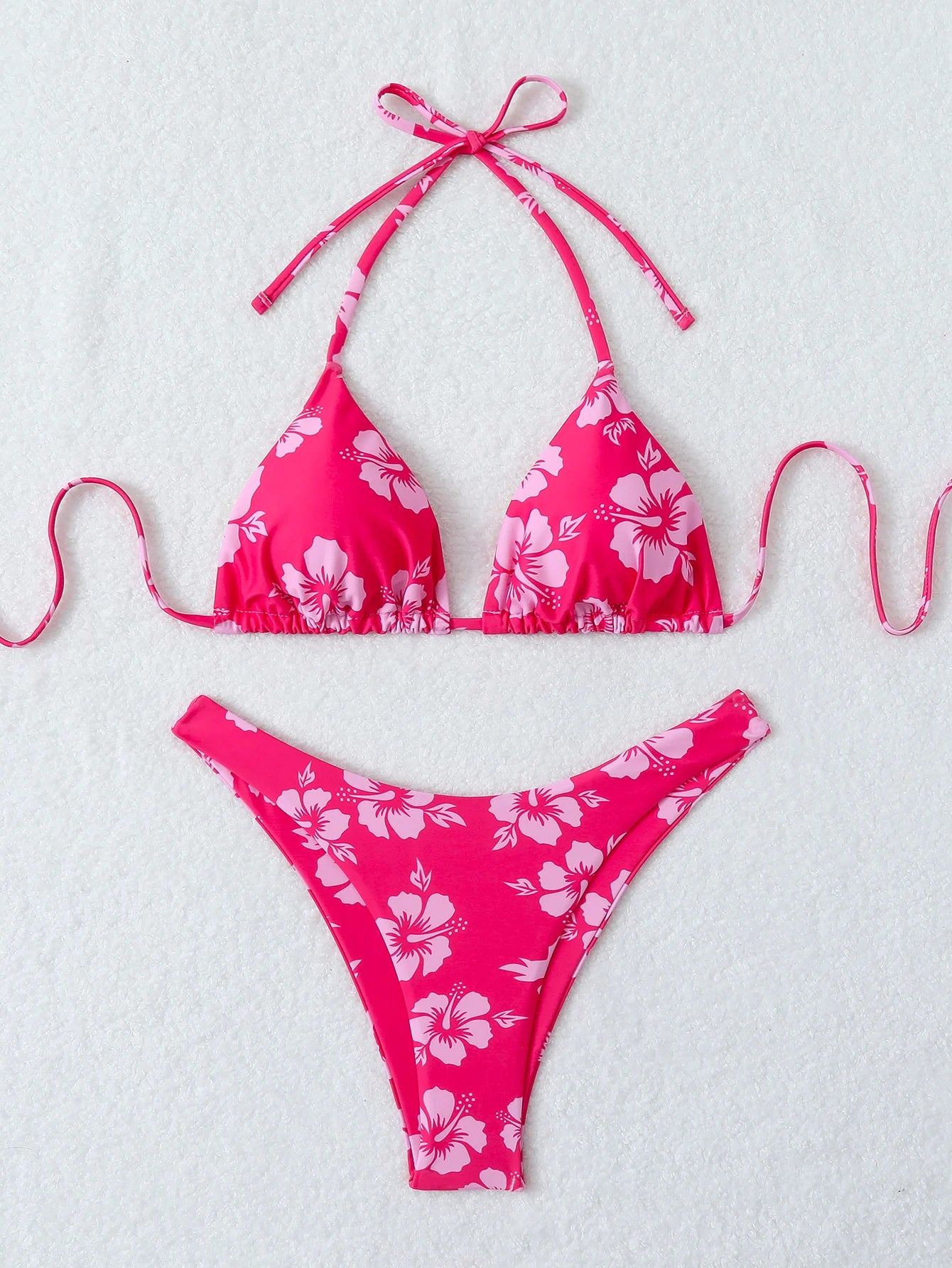 Retro Floral Bikini - High Waisted Lace Up Swimsuit | Summer Beachwear