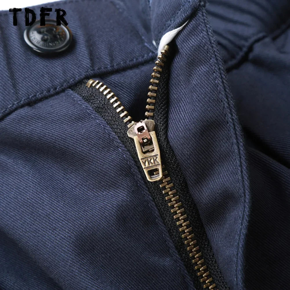 Solid Color Wide Leg Cargo Pants Mens Baggy Pleated Streetwear Elastic Waist Casual Loose Trousers Men
