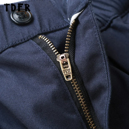 Solid Color Wide Leg Cargo Pants Mens Baggy Pleated Streetwear Elastic Waist Casual Loose Trousers Men