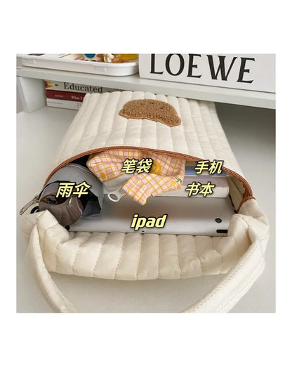 Baby Diaper Bag for Mom Cotton Bear Mommy Bags Nappy Diapers Organizer Zipper Women Handbags Maternity Bag Cartoon Beige Sac