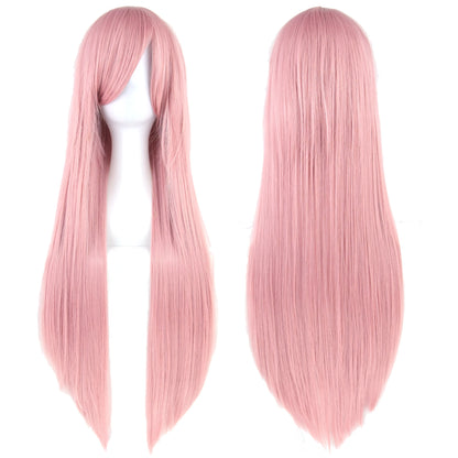 Synthetic Cosplay Wig - Long Straight Purple & White Hairpiece for Women Party