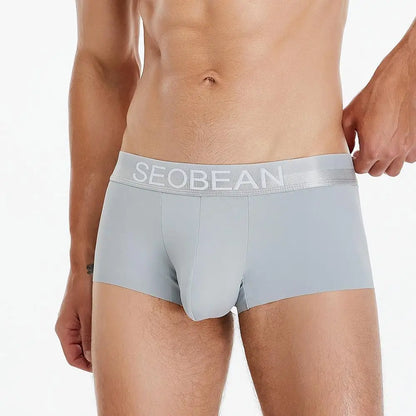 SEOBEAN New Ice Silk Boxers Men Underwear U Convex Pouch Solid Underpants Comfortable Breathable Thin Boxershorts