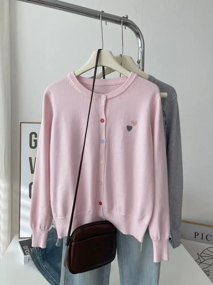 Fashion Versatile Women Sweater 2026 Autumn Winter Elegant Embroidered Women Knit Cardigan Long Sleeve Unique Colorful Buttons