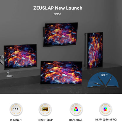 Portable Gaming Monitor 15.6 Inch FHD IPS Panel Display With Back Stand - Ultrathin