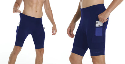 YKYWBIKE Sports Padded Bike Shorts for Men Cycling Bicycle Shorts Comfortable Road Biking Pants 2 Pocket Tights Slim Fit