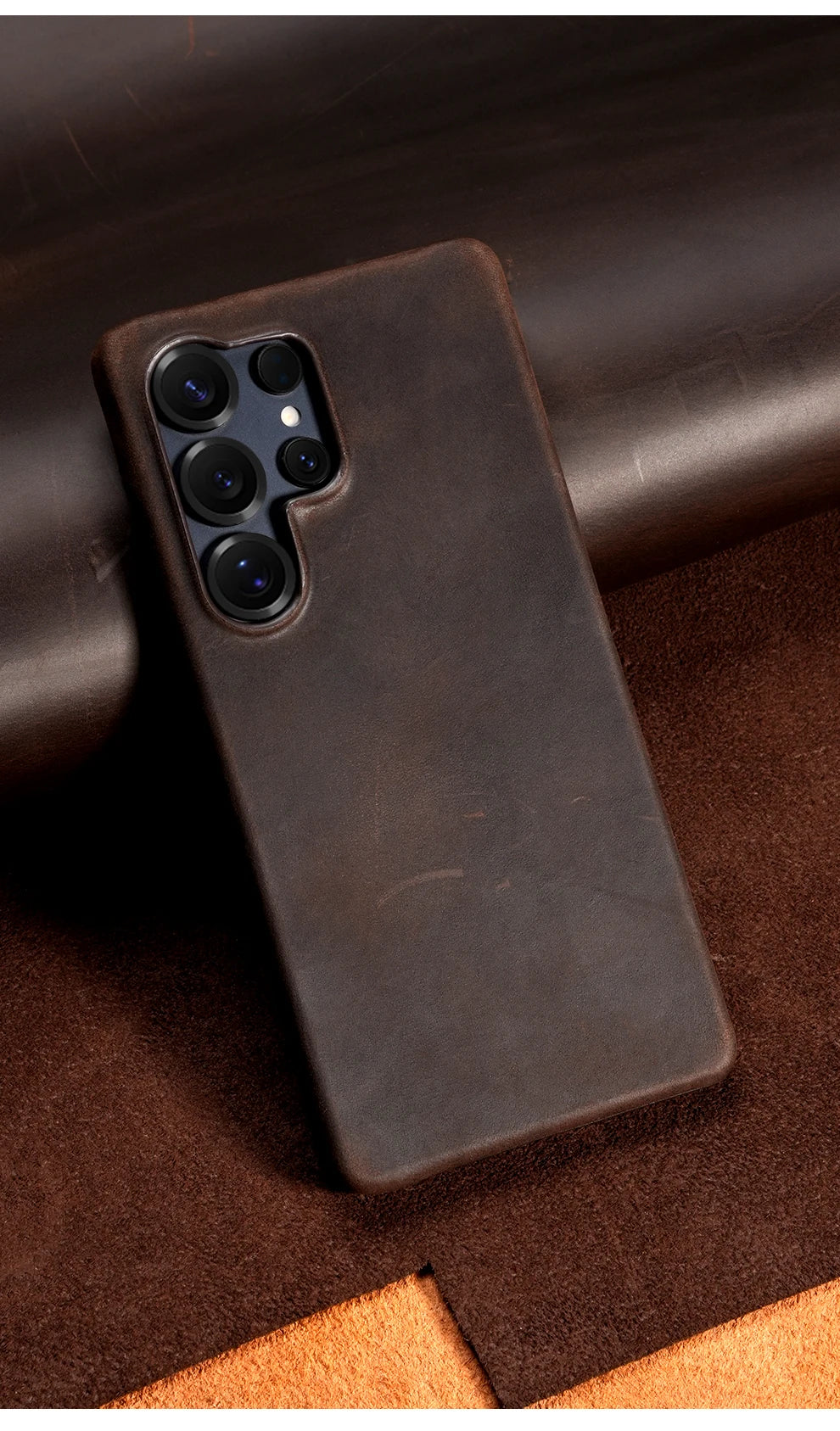 Samsung Leather Phone Case – Genuine Cowhide Magnetic Phone Cover for S24 S25 Ultra