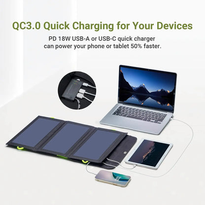 ALLPOWERS Flexible Foldable Solar Panel 5V 18V High Efficience Solar Battery Charger 21W Solar Phone Charger for Travel Iphone