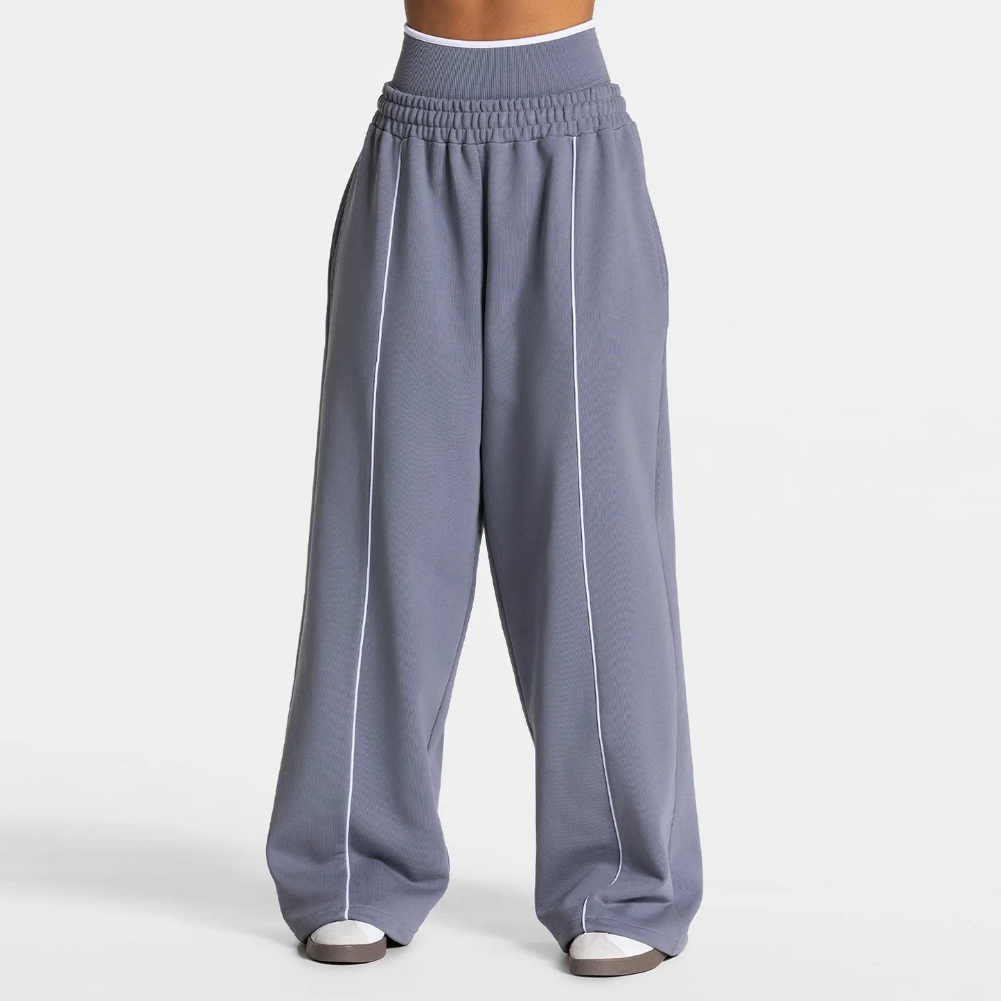LOGO Loose Yoga Pants - Fashionable and Comfortable Casual Straight Yoga Pants with High Elasticity Fitness and Sports Pants