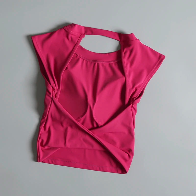 Backless Sports T-Shirt – Women's Slimming Yoga Top With Quick Dry Vest