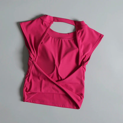 Backless Sports T-Shirt – Women's Slimming Yoga Top With Quick Dry Vest