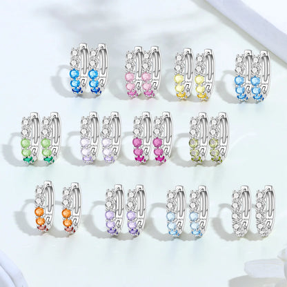 MISEFF Real 925 Sterling Silver Earring Gradual Change Green Blue Colored Zircon Hoop Earrings Engagement Wedding Jewelry Gifts