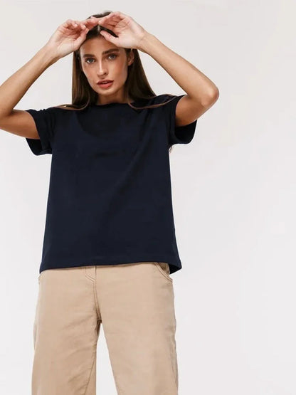 Cotton Womens T-Shirt - Summer Short Sleeve Loose Basic Top