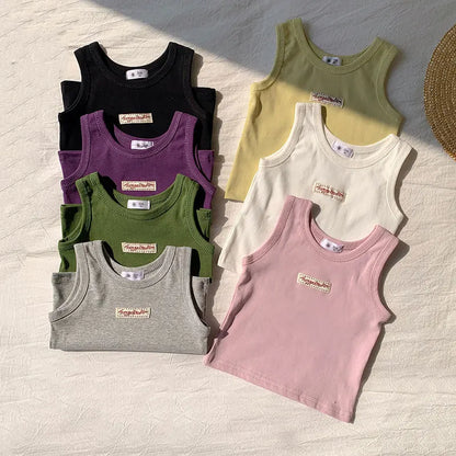 Kids Summer Clothes Sleeveless T-shirt Fashion Children T-shirt For Girls Boys Cotton Vest Tops