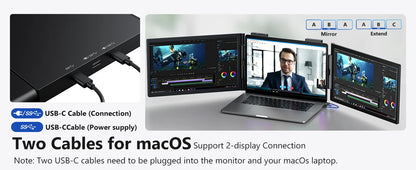 Portable Dual Monitor 14 Inch IPS Display - USB-C Laptop Screen Extender for Windows Mac