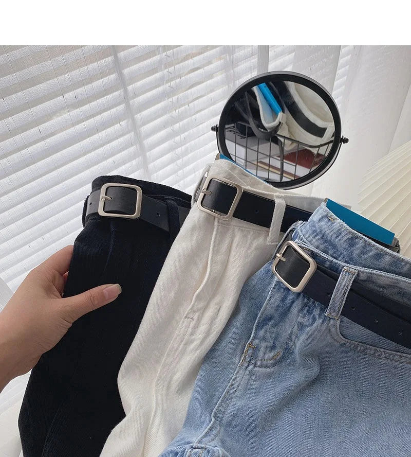 Women's High-Waist Denim Shorts – Wide-Leg Jean Shorts with Belt