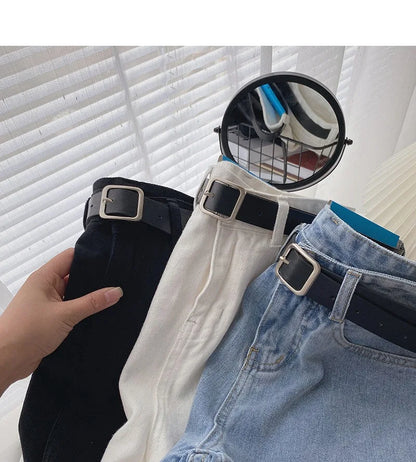 Women's High-Waist Denim Shorts – Wide-Leg Jean Shorts with Belt