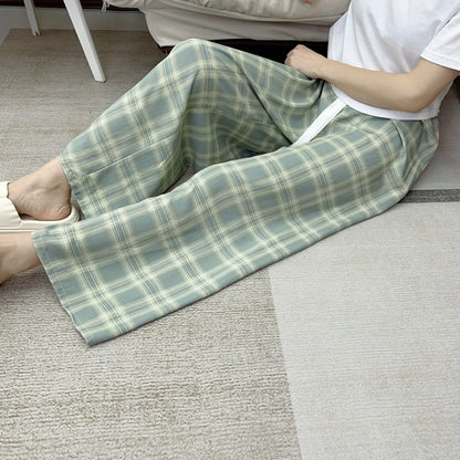 Women Cotton Casual Trousers Summer Loose Pajamas Home Pants Thin Wide Leg Pants Fashion Oversized Sleep Bottoms Korean Pants