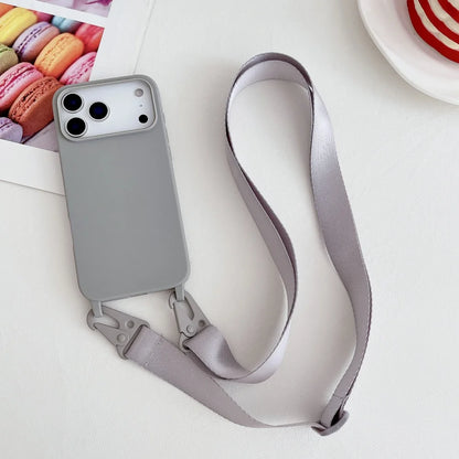 Crossbody Lanyard Case for iPhone 14-17 Pro Max - Shockproof Silicone Strap Cover
