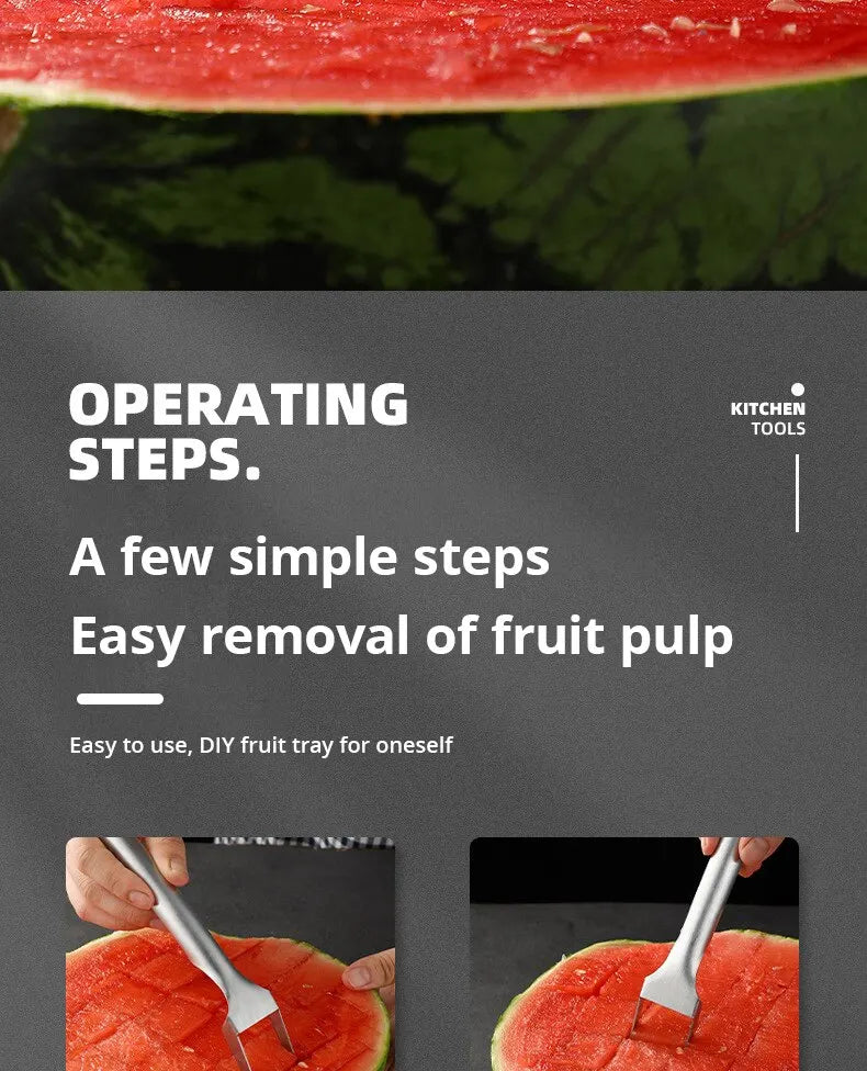 2-in-1 Watermelon Slicer & Fork – Stainless Steel Fruit Cutter