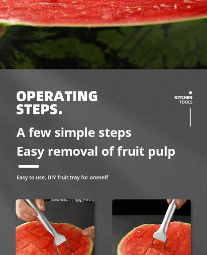 2-in-1 Watermelon Slicer & Fork – Stainless Steel Fruit Cutter