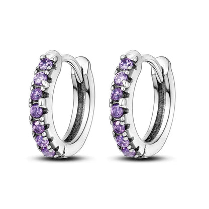 MISEFF Real 925 Sterling Silver Earring Gradual Change Green Blue Colored Zircon Hoop Earrings Engagement Wedding Jewelry Gifts