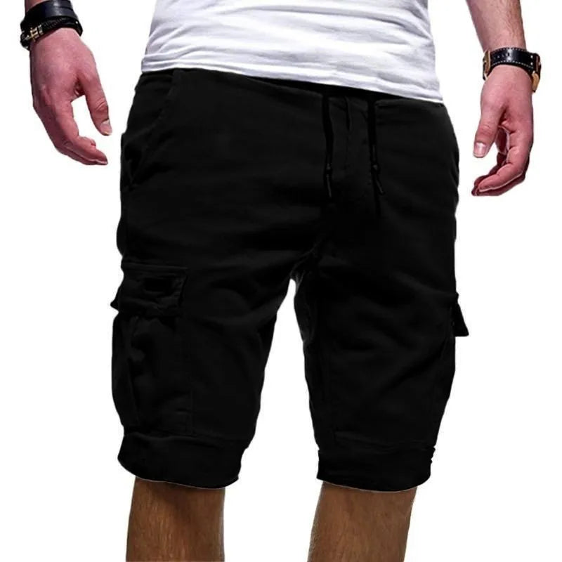 Men's Cargo Shorts – Green Summer Bermuda With Flap Pockets & Drawstring Waist
