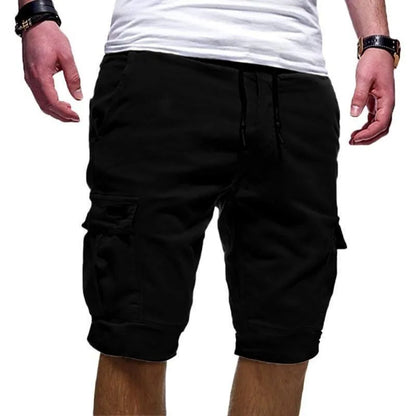 Men's Cargo Shorts – Green Summer Bermuda With Flap Pockets & Drawstring Waist