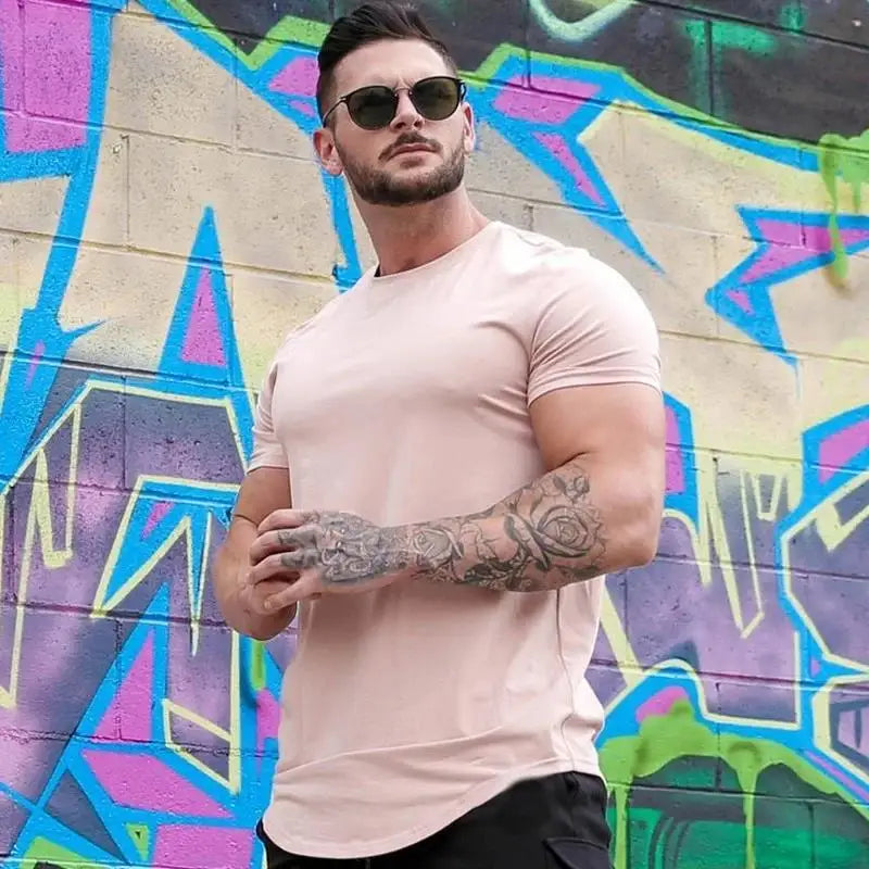 Men's Muscle Fitness T-shirt – Breathable Cotton Gym Tee | Short Sleeve Workout Shirt