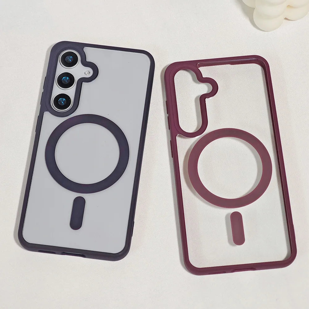 Frosted Magnetic Phone Case for Samsung Galaxy S26 Ultra S25 Edge S24 S23 FE S22 Plus for Magsafe A57 A37 A17 A07 A56 A36 Cover
