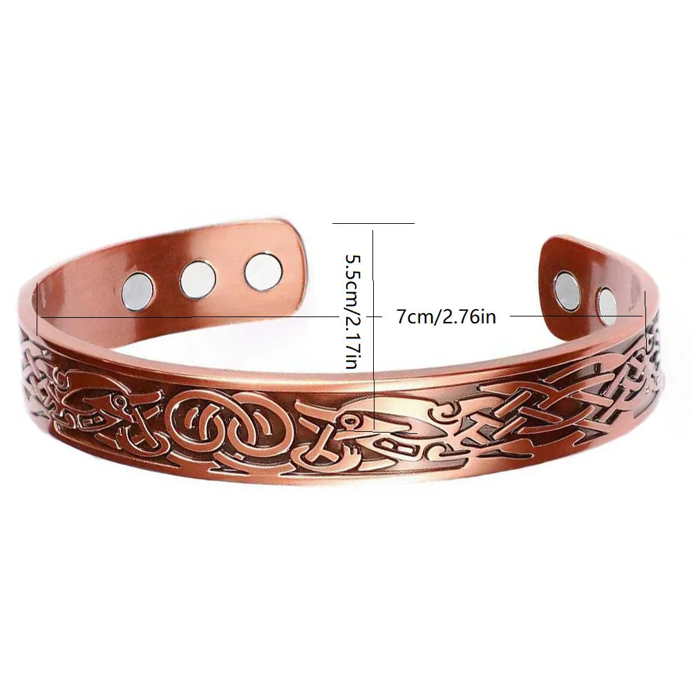 Viking Tree of Life Celtic Knot Zinc Alloy Magnetic Bracelet Ring Set Open Cuff Vintage Healing Jewelry for Men Women