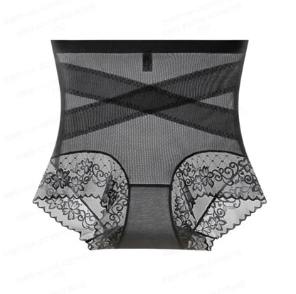 Cross-strap High-waisted Panties Lace 7A Antibacterial Hip-lifting Girdle Girl High-waisted Body Shaping Pants Anti-gravity