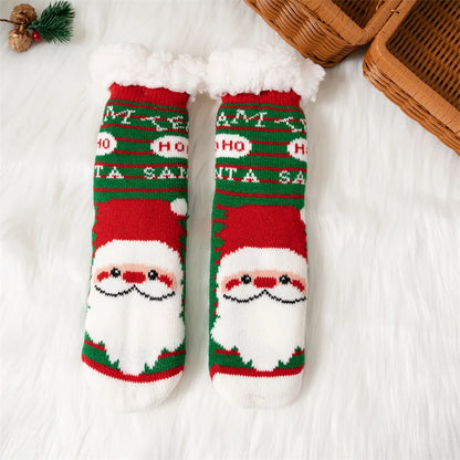 New Winter Kids Cartoon Christmas Socks Boys Girls Thicken Cotton Warm Floor Children Sock Non-Slip Thermal Cute Family Socks