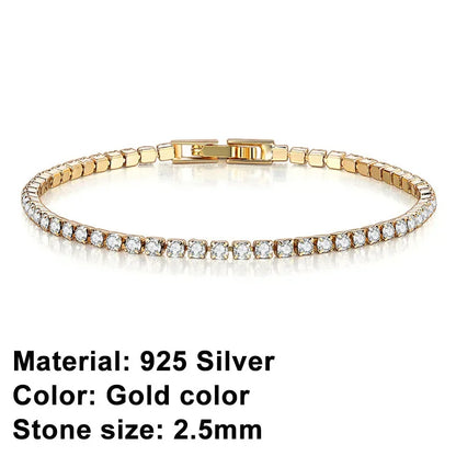 925 Sterling Silver Rose Gold Tennis Bracelet Sparkling Crystal Cubic Zirconia Hip-Hop Luxury Women's Jewelry Surprise Gift