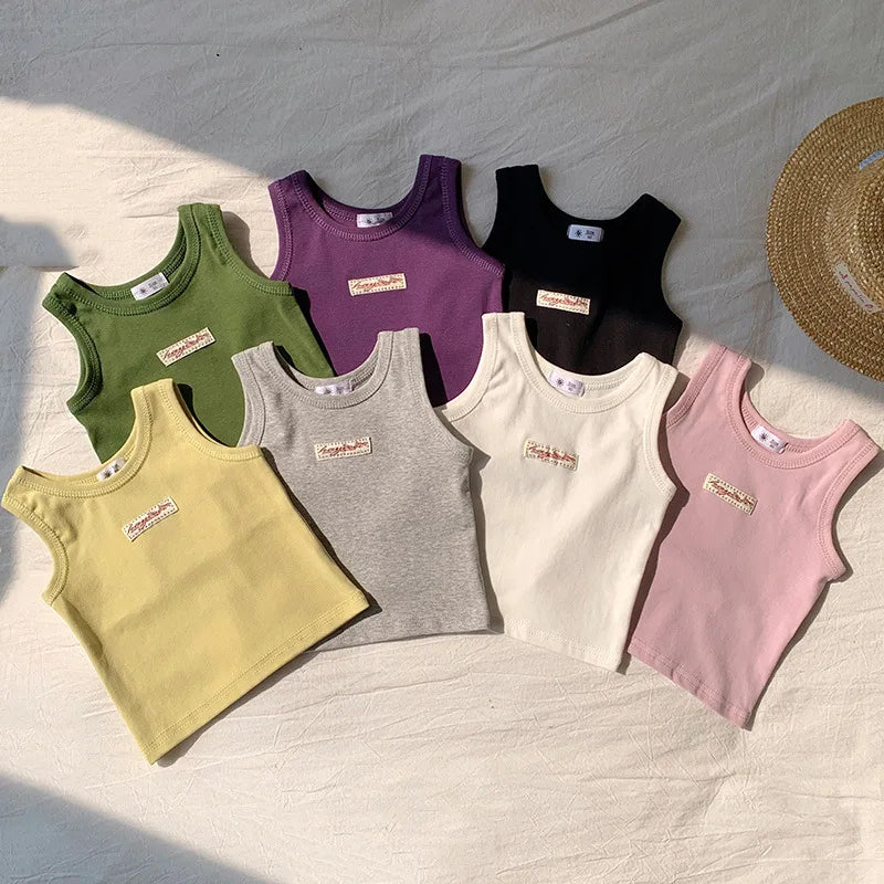 Kids Summer Clothes Sleeveless T-shirt Fashion Children T-shirt For Girls Boys Cotton Vest Tops
