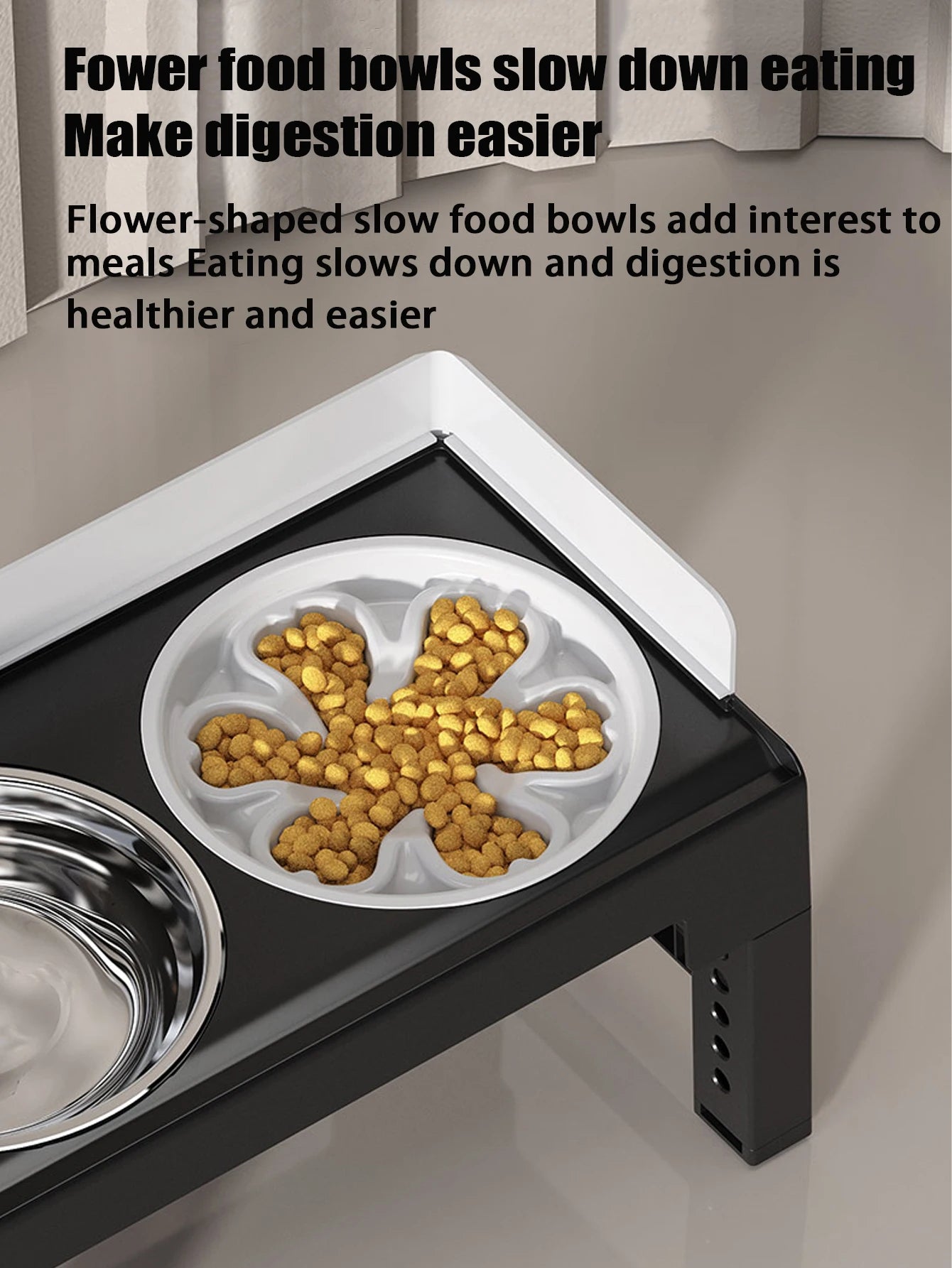 Collapsible Elevated Dog Bowls Adjustable Raised Stand with Double Stainless Steel Food Water Bowls for Small Medium Large Dogs