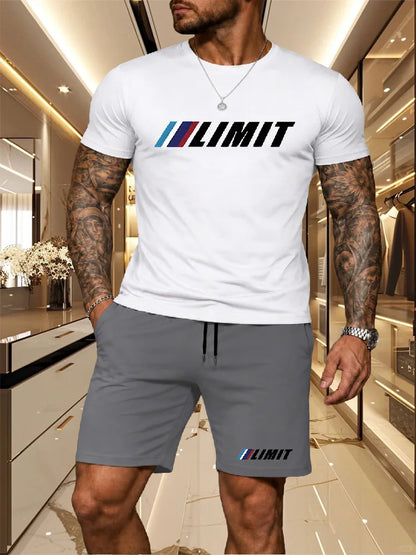 Men's Tracksuit 2 Piece O-neck Short Sleeve Shirt Shorts Set Men's Running Suit Plus Size T shirts Man Clothing Summer T-shirt