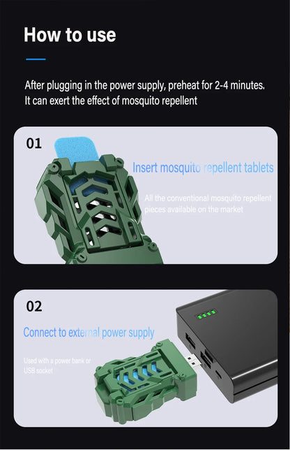 USB Mosquito Killer Summer Portable Mosquito Repeller Heated Electric Mosquito Repellent Improve Sleep Home Outdoor Camping