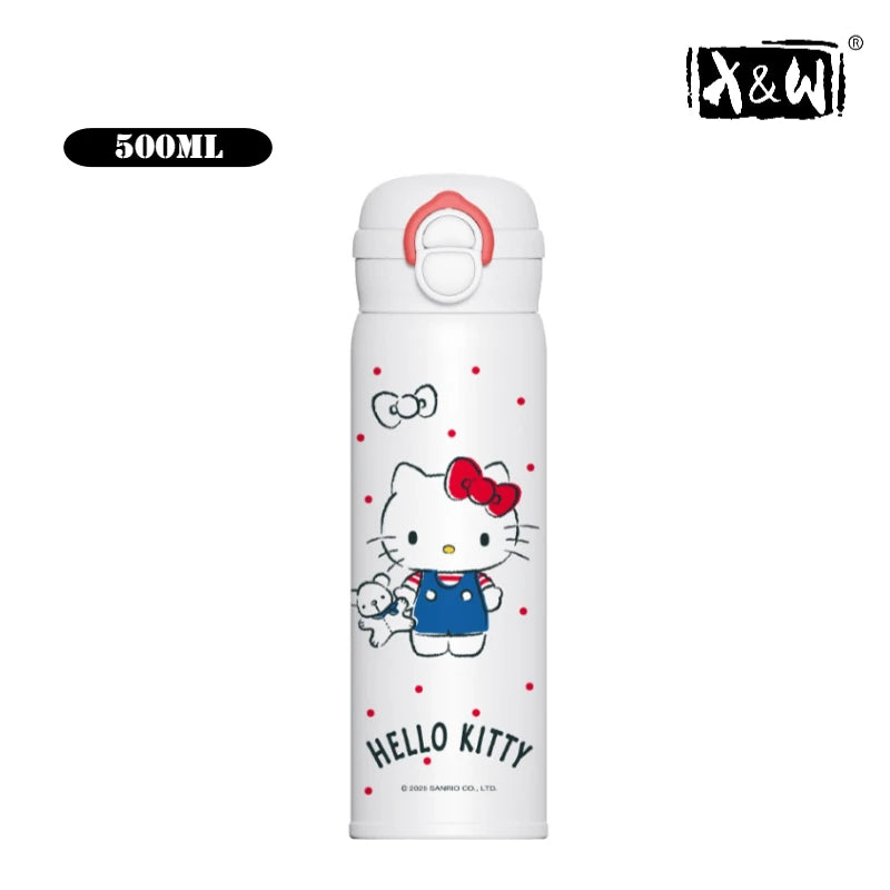 X&W 500ML for Sanrio My Melody Thermos Cups Cartoon Stainless Steel Vacuum Flask Student Cute Insulated Water Bottles Kids Cup