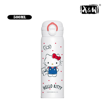 X&W 500ML for Sanrio My Melody Thermos Cups Cartoon Stainless Steel Vacuum Flask Student Cute Insulated Water Bottles Kids Cup