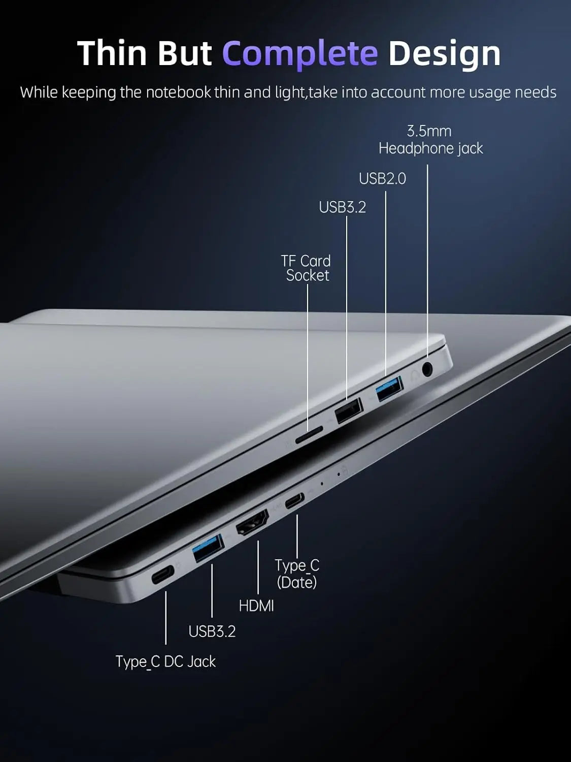 ACEMAGIC Ultra Thin Laptop - Intel N97 Portable Office Laptop with 16GB DDR4 RAM & 512GB SSD