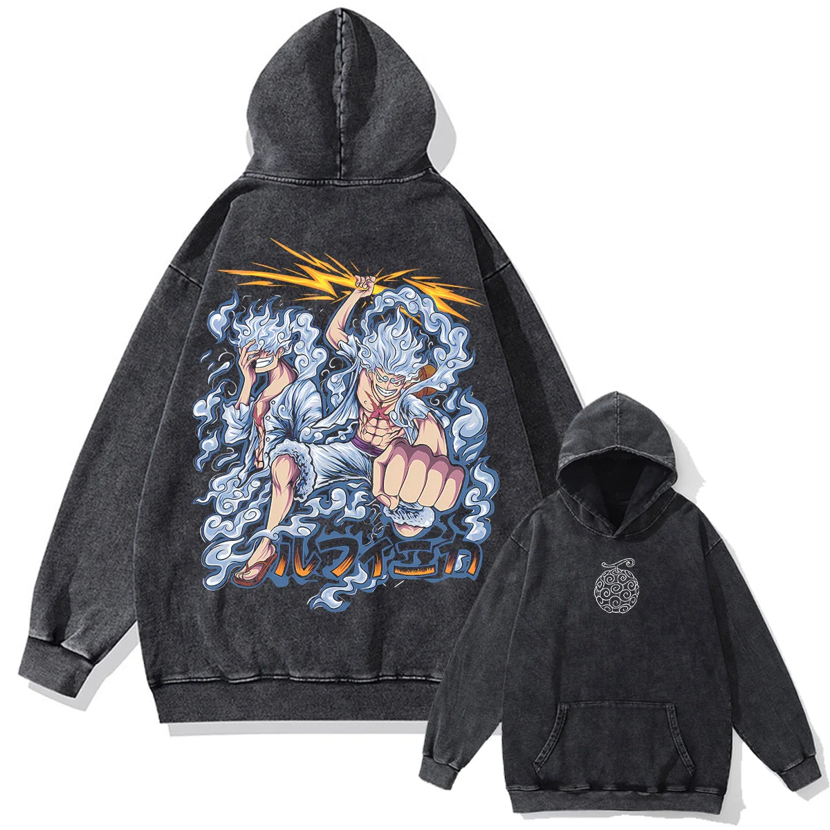 Japanese Anime One Piece Print Pullover Men Washed Hoodie Sweatshirt Cotton Harajuku Streetwear Vintage Hooded Hoodie Unisex