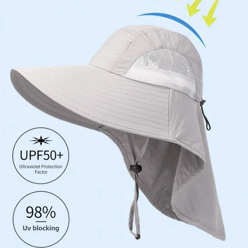 1/2/4PCS Sun Protection Bucket Hat for Men Wide Brim Fishing Cap with Neck Shade Face Flap Lightweight Summer Hiking Camping